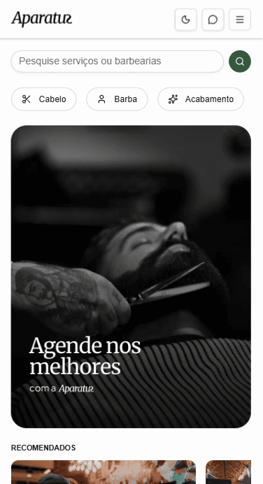 Preview do projeto SaaS de Agendamento de Barbearias